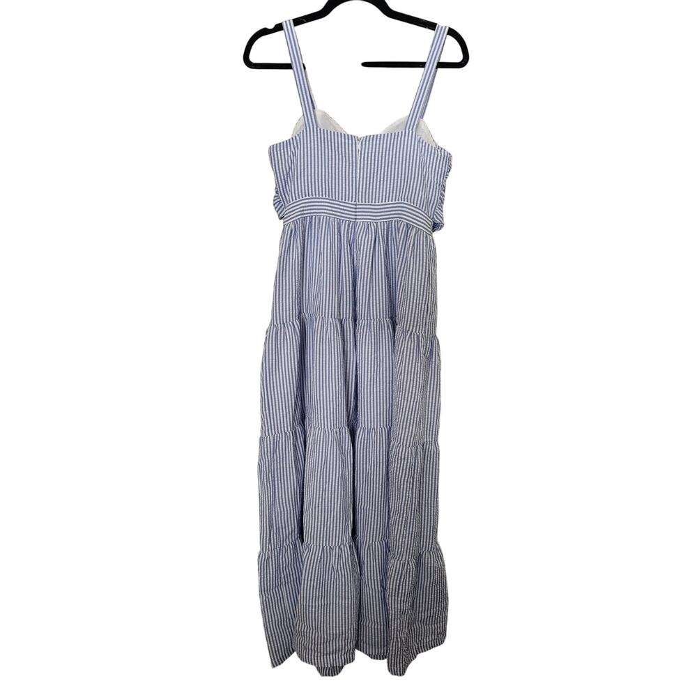 English Factory Dress Women’s Small Striped Tiered Maxi Sundress Blue White - Picture 5 of 5